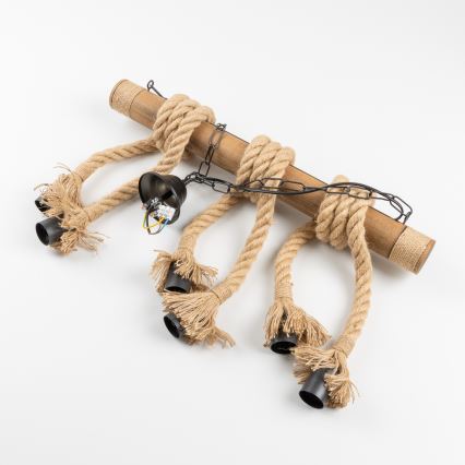 Brilagi - Lámpara colgante con cadena KOS 6xE27/60W/230V haya