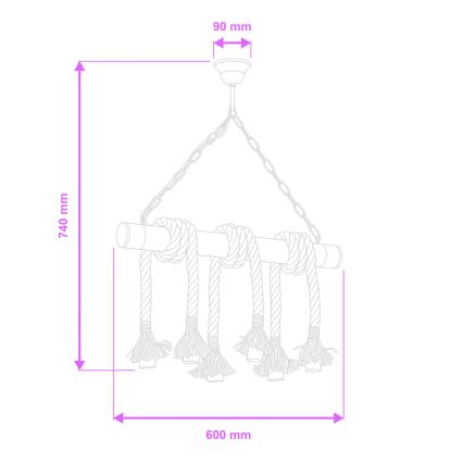 Brilagi - Lámpara colgante con cadena KOS 6xE27/60W/230V haya