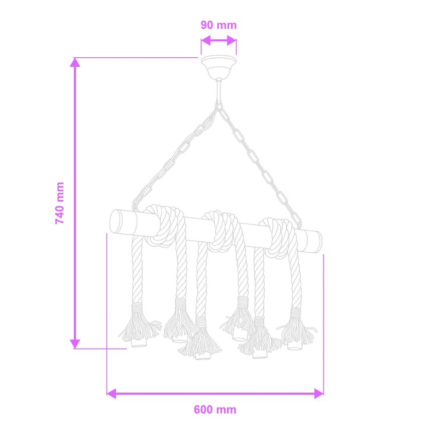 Brilagi - Lámpara colgante con cadena KOS 6xE27/60W/230V haya