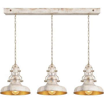 Brilagi - Lámpara colgante con cadena PYRONIC 3xE27/40W/230V crema/pátina