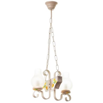 Brilagi - Lámpara colgante con cadena QUEEN 2xE14/40W/230V haya/color crema