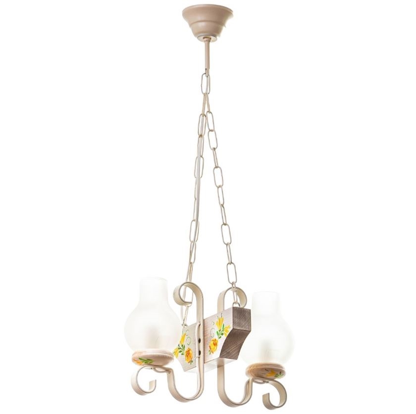 Brilagi - Lámpara colgante con cadena QUEEN 2xE14/40W/230V haya/color crema