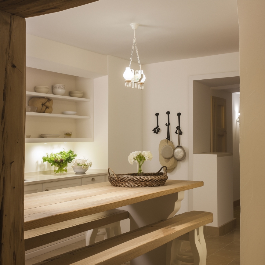 Brilagi - Lámpara colgante con cadena QUEEN 2xE14/40W/230V haya/color crema