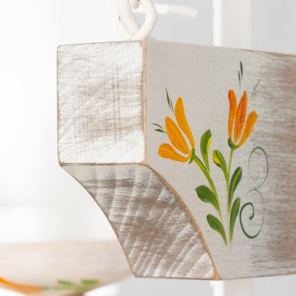 Brilagi - Lámpara colgante con cadena QUEEN 2xE14/40W/230V haya/color crema