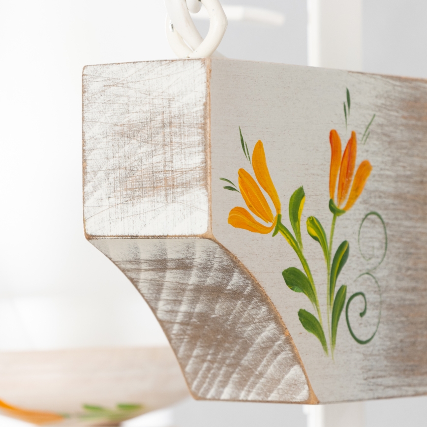 Brilagi - Lámpara colgante con cadena QUEEN 2xE14/40W/230V haya/color crema