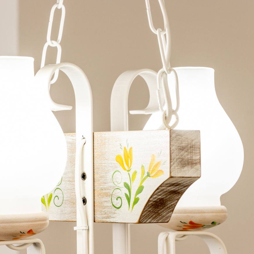 Brilagi - Lámpara colgante con cadena QUEEN 2xE14/40W/230V haya/color crema