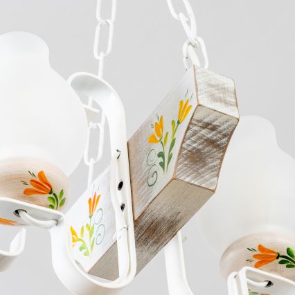 Brilagi - Lámpara colgante con cadena QUEEN 2xE14/40W/230V haya/color crema