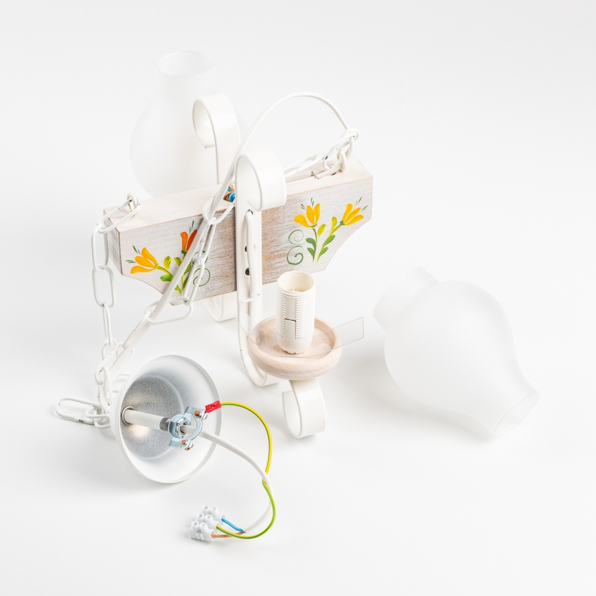 Brilagi - Lámpara colgante con cadena QUEEN 2xE14/40W/230V haya/color crema