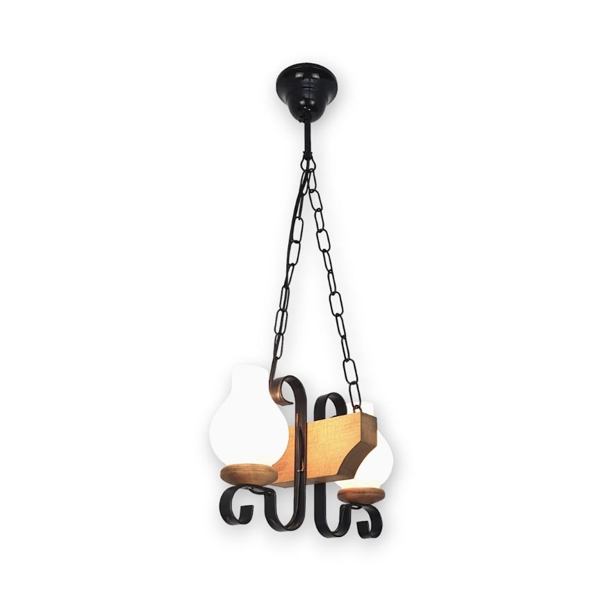 Brilagi - Lámpara colgante con cadena QUEEN 2xE14/40W/230V haya