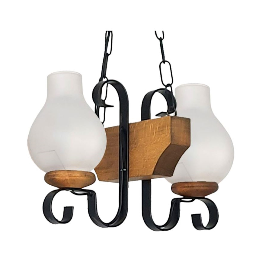 Brilagi - Lámpara colgante con cadena QUEEN 2xE14/40W/230V haya