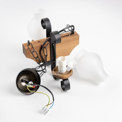 Brilagi - Lámpara colgante con cadena QUEEN 2xE14/40W/230V haya