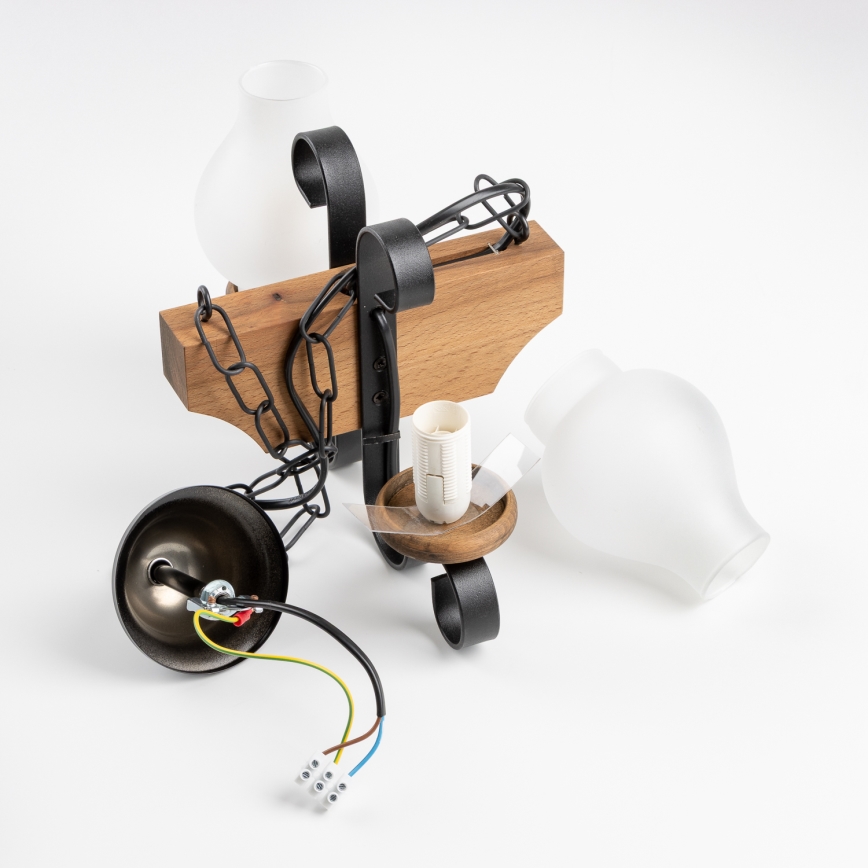 Brilagi - Lámpara colgante con cadena QUEEN 2xE14/40W/230V haya