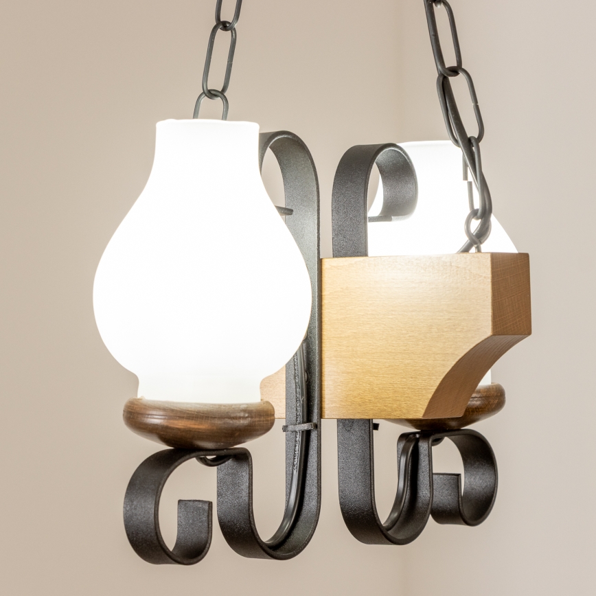 Brilagi - Lámpara colgante con cadena QUEEN 2xE14/40W/230V haya/nogal