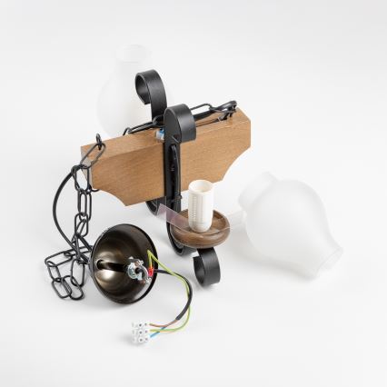 Brilagi - Lámpara colgante con cadena QUEEN 2xE14/40W/230V haya/nogal