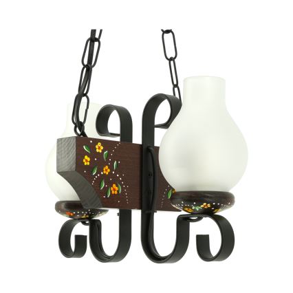 Brilagi - Lámpara colgante con cadena QUEEN 2xE14/40W/230V haya/wengué