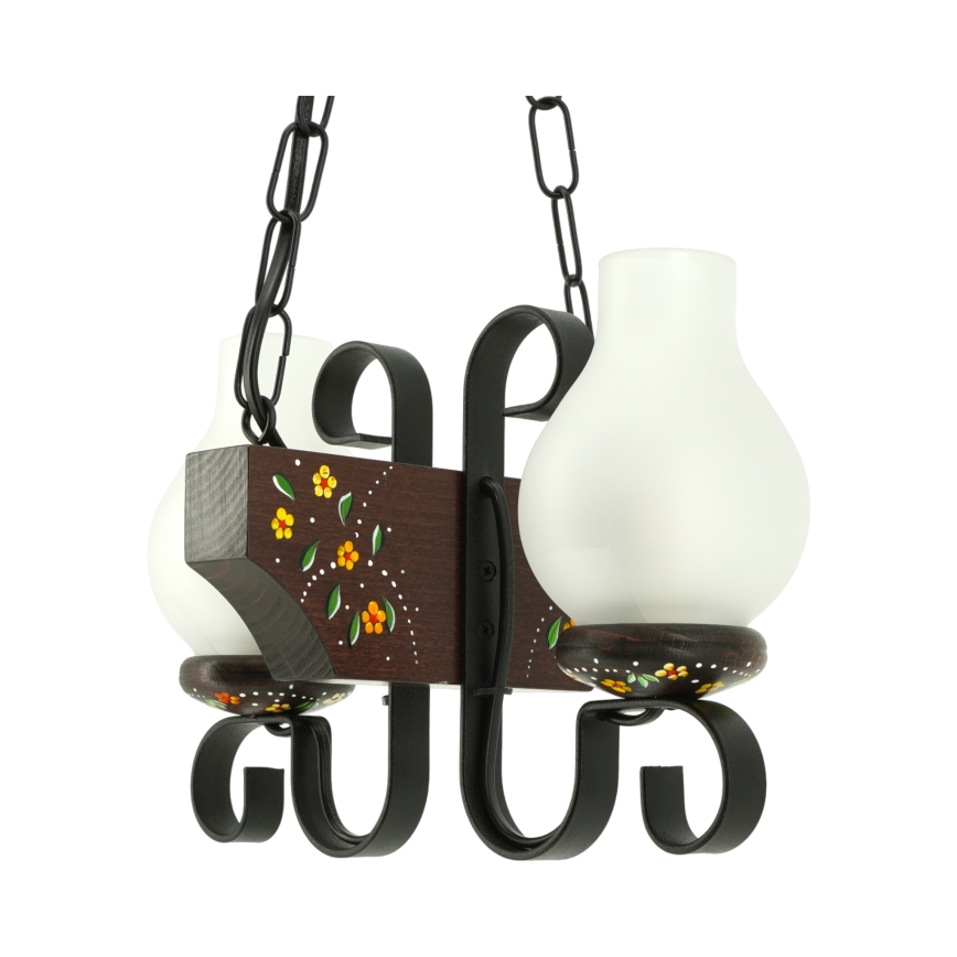 Brilagi - Lámpara colgante con cadena QUEEN 2xE14/40W/230V haya/wengué