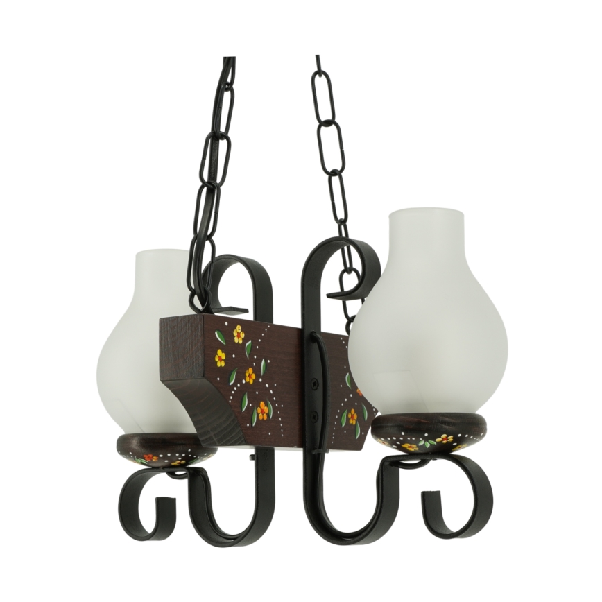 Brilagi - Lámpara colgante con cadena QUEEN 2xE14/40W/230V haya/wengué