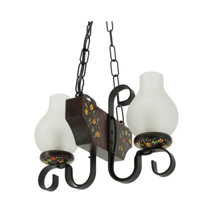 Brilagi - Lámpara colgante con cadena QUEEN 2xE14/40W/230V haya/wengué