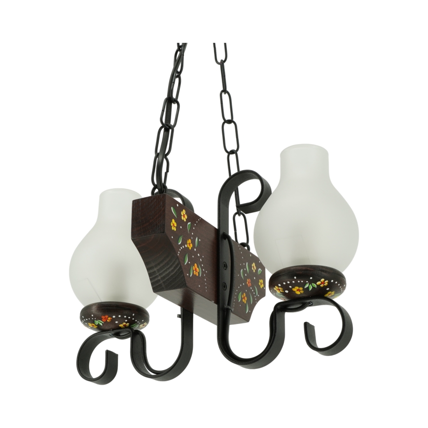 Brilagi - Lámpara colgante con cadena QUEEN 2xE14/40W/230V haya/wengué