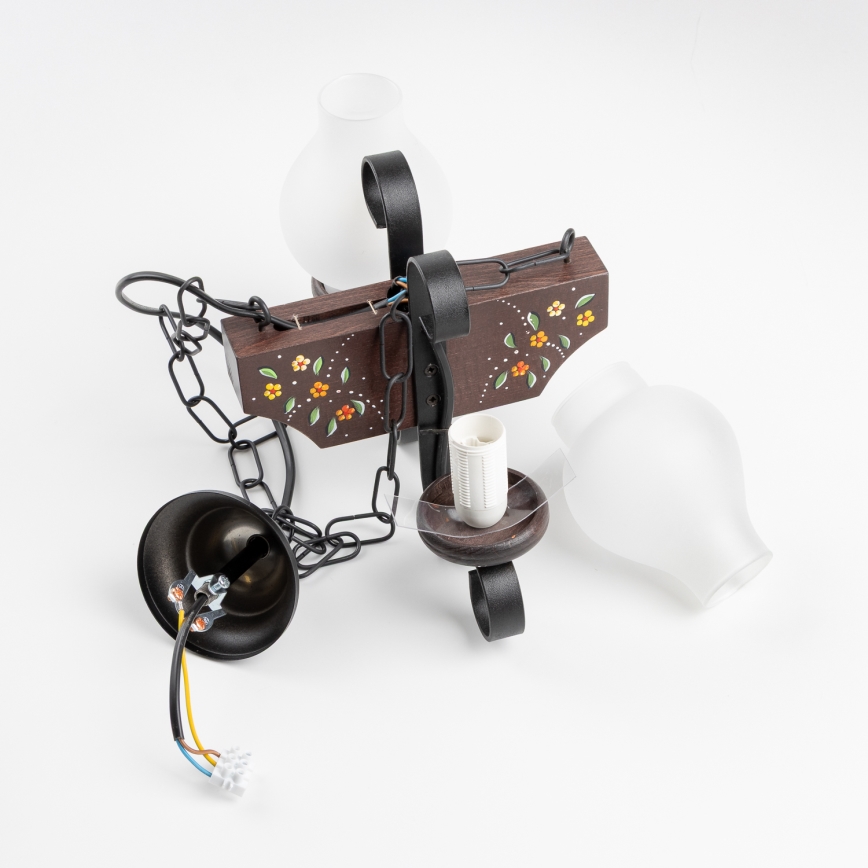 Brilagi - Lámpara colgante con cadena QUEEN 2xE14/40W/230V haya/wengué