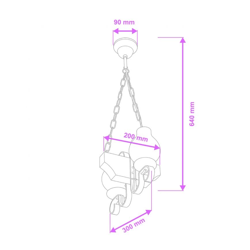 Brilagi - Lámpara colgante con cadena QUEEN 2xE14/40W/230V haya/wengué