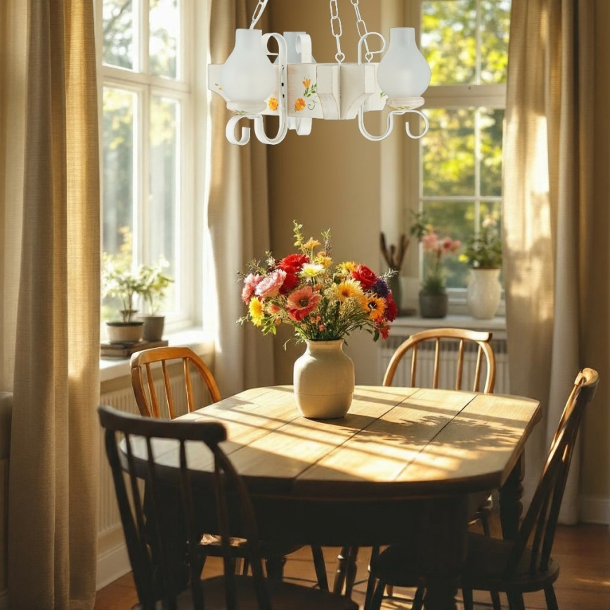 Brilagi - Lámpara colgante con cadena QUEEN 3xE14/40W/230V haya/crema