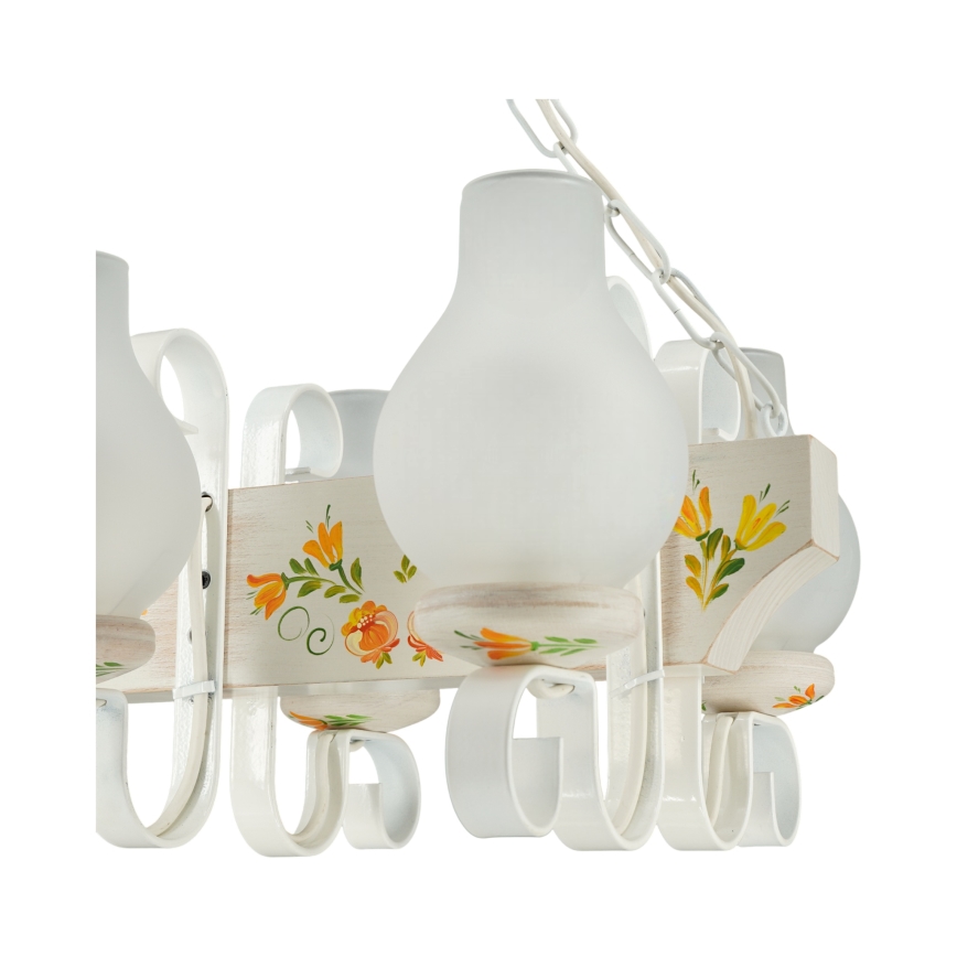 Brilagi - Lámpara colgante con cadena QUEEN 3xE14/40W/230V haya/crema