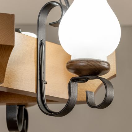 Brilagi - Lámpara colgante con cadena QUEEN 3xE14/40W/230V haya/nogal