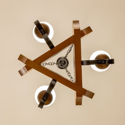 Brilagi - Lámpara colgante con cadena QUEEN 3xE14/40W/230V haya/nogal