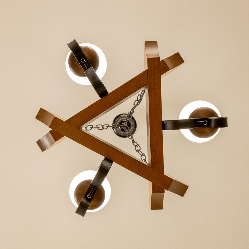 Brilagi - Lámpara colgante con cadena QUEEN 3xE14/40W/230V haya/nogal