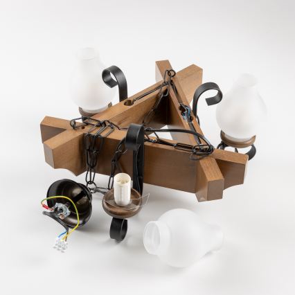 Brilagi - Lámpara colgante con cadena QUEEN 3xE14/40W/230V haya/nogal