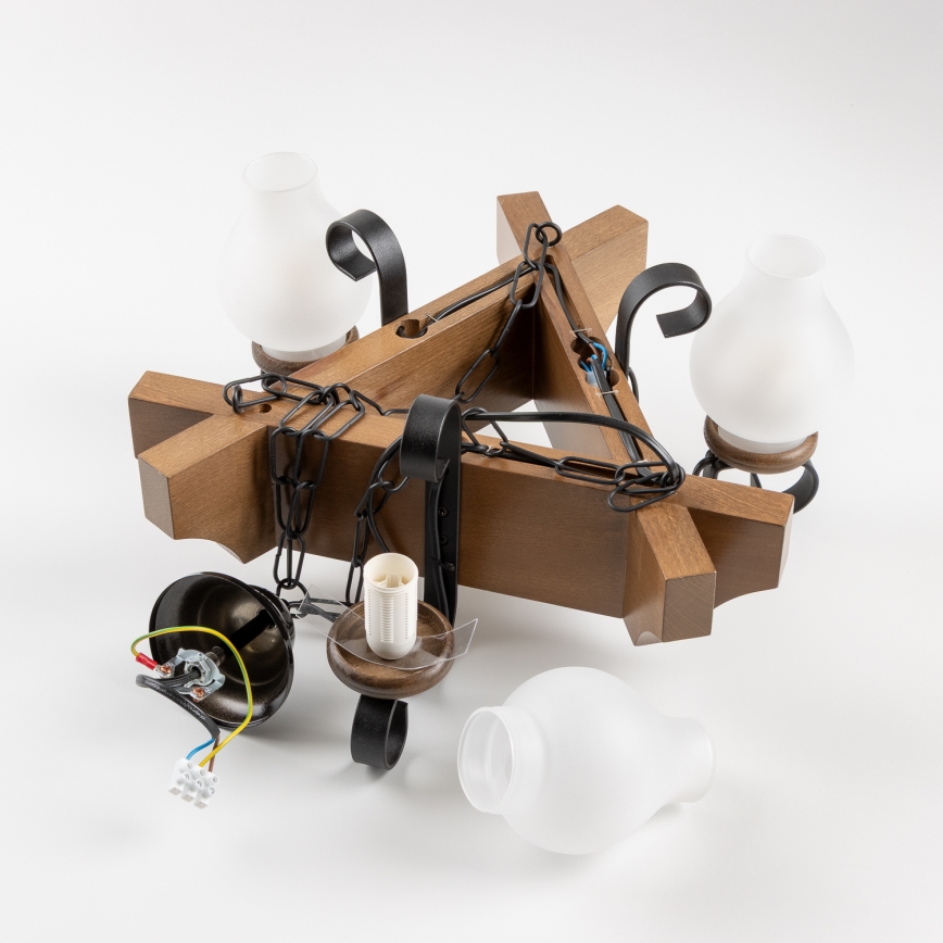 Brilagi - Lámpara colgante con cadena QUEEN 3xE14/40W/230V haya/nogal