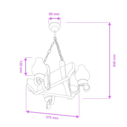 Brilagi - Lámpara colgante con cadena QUEEN 3xE14/40W/230V haya/nogal