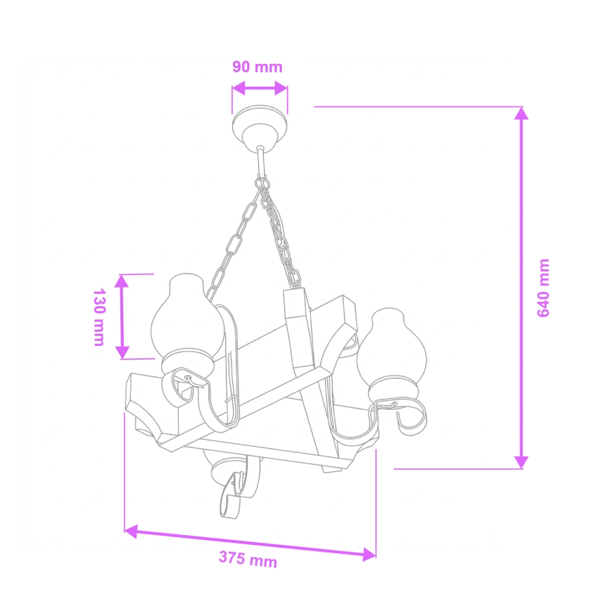 Brilagi - Lámpara colgante con cadena QUEEN 3xE14/40W/230V haya/nogal