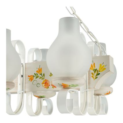 Brilagi - Lámpara colgante con cadena QUEEN 4xE14/40W/230V haya/crema