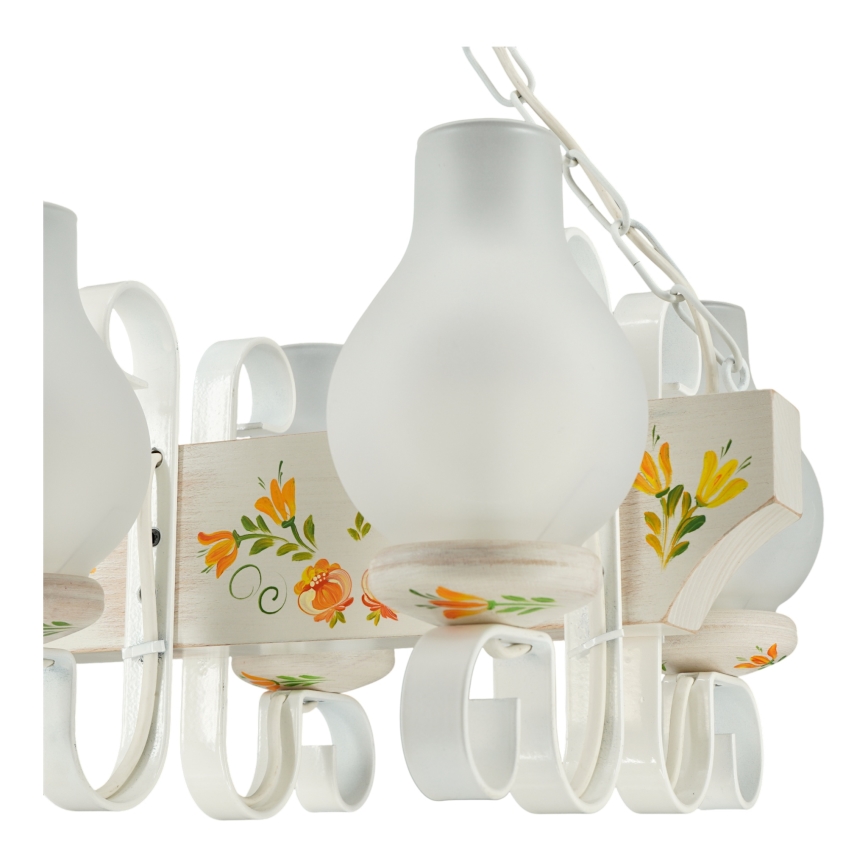 Brilagi - Lámpara colgante con cadena QUEEN 4xE14/40W/230V haya/crema