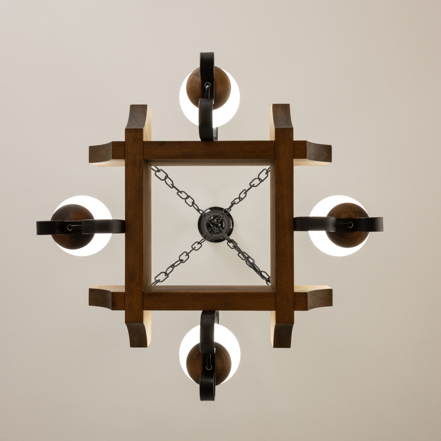 Brilagi - Lámpara colgante con cadena QUEEN 4xE14/40W/230V haya