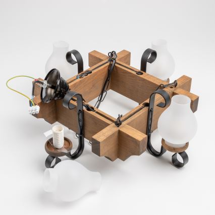 Brilagi - Lámpara colgante con cadena QUEEN 4xE14/40W/230V haya