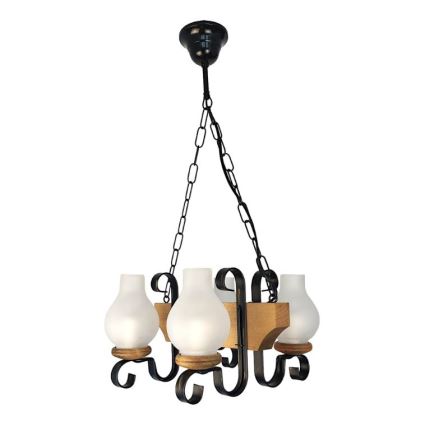Brilagi - Lámpara colgante con cadena QUEEN 4xE14/40W/230V haya