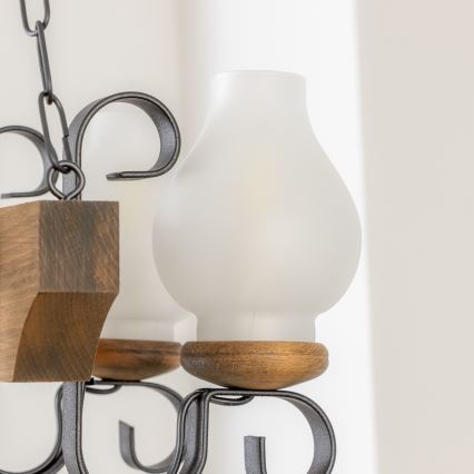 Brilagi - Lámpara colgante con cadena QUEEN 4xE14/40W/230V haya