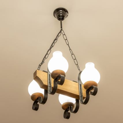 Brilagi - Lámpara colgante con cadena QUEEN 4xE14/40W/230V haya