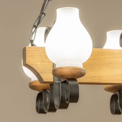 Brilagi - Lámpara colgante con cadena QUEEN 4xE14/40W/230V haya