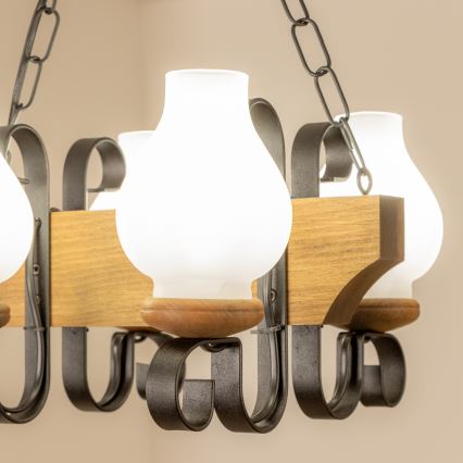 Brilagi - Lámpara colgante con cadena QUEEN 4xE14/40W/230V haya