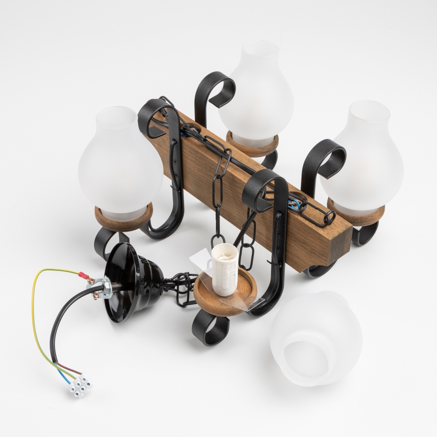 Brilagi - Lámpara colgante con cadena QUEEN 4xE14/40W/230V haya