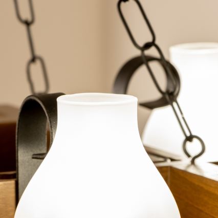 Brilagi - Lámpara colgante con cadena QUEEN 4xE14/40W/230V haya/nogal