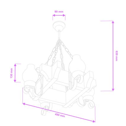 Brilagi - Lámpara colgante con cadena QUEEN 4xE14/40W/230V haya/nogal