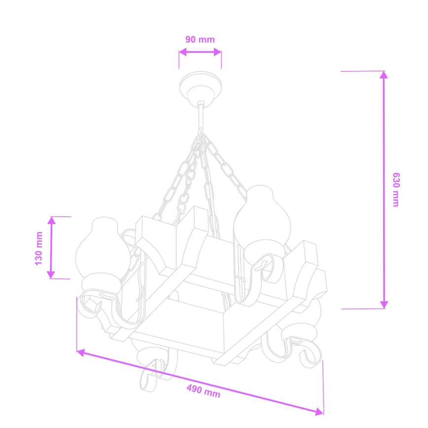 Brilagi - Lámpara colgante con cadena QUEEN 4xE14/40W/230V haya/nogal