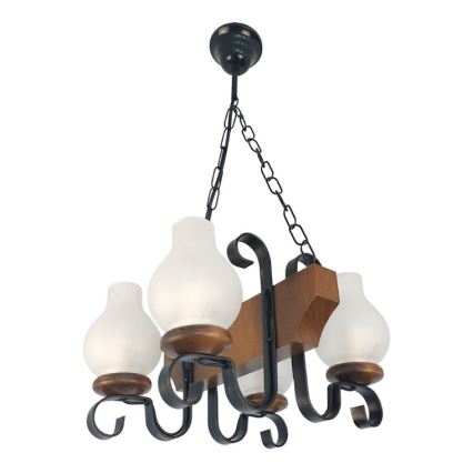 Brilagi - Lámpara colgante con cadena QUEEN 4xE14/40W/230V haya/nogal