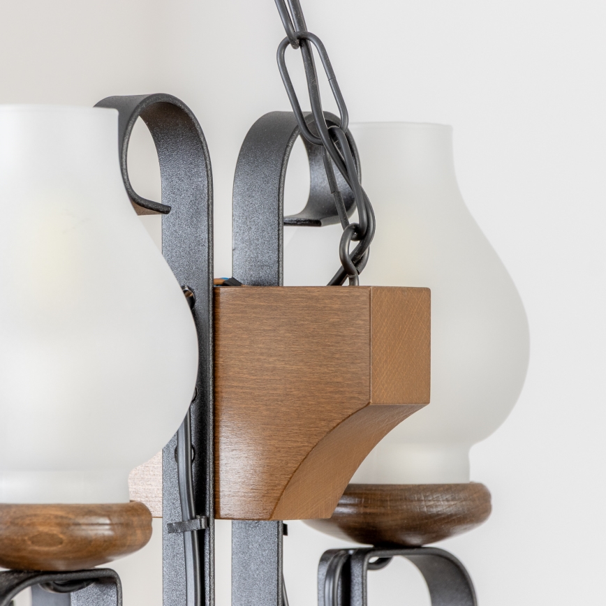 Brilagi - Lámpara colgante con cadena QUEEN 4xE14/40W/230V haya/nogal