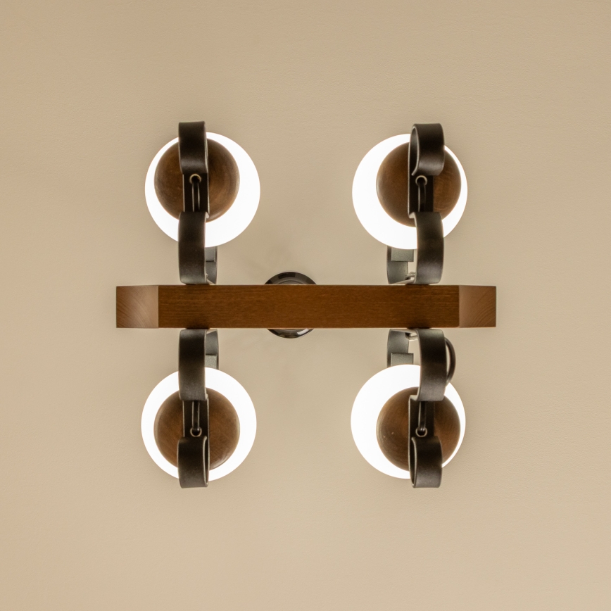 Brilagi - Lámpara colgante con cadena QUEEN 4xE14/40W/230V haya/nogal